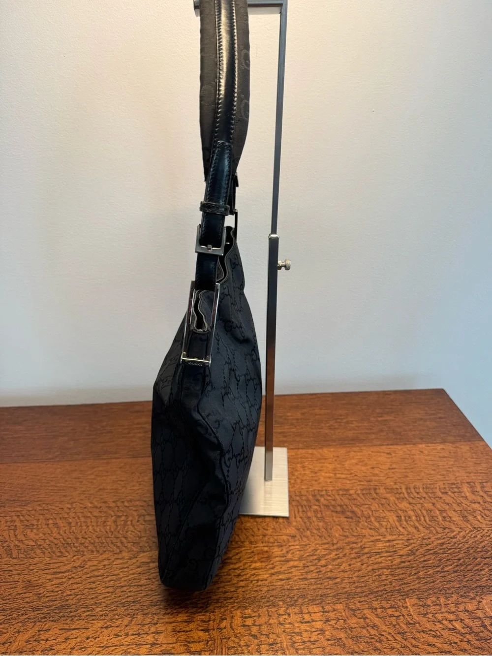 Gucci Black GG Monogram Shoulder Bag w/COA